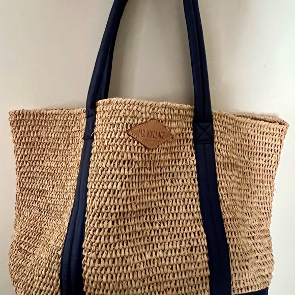 MZ Wallace Tan and Navy Medium Raffia Tote NWT - Picture 2 of 6